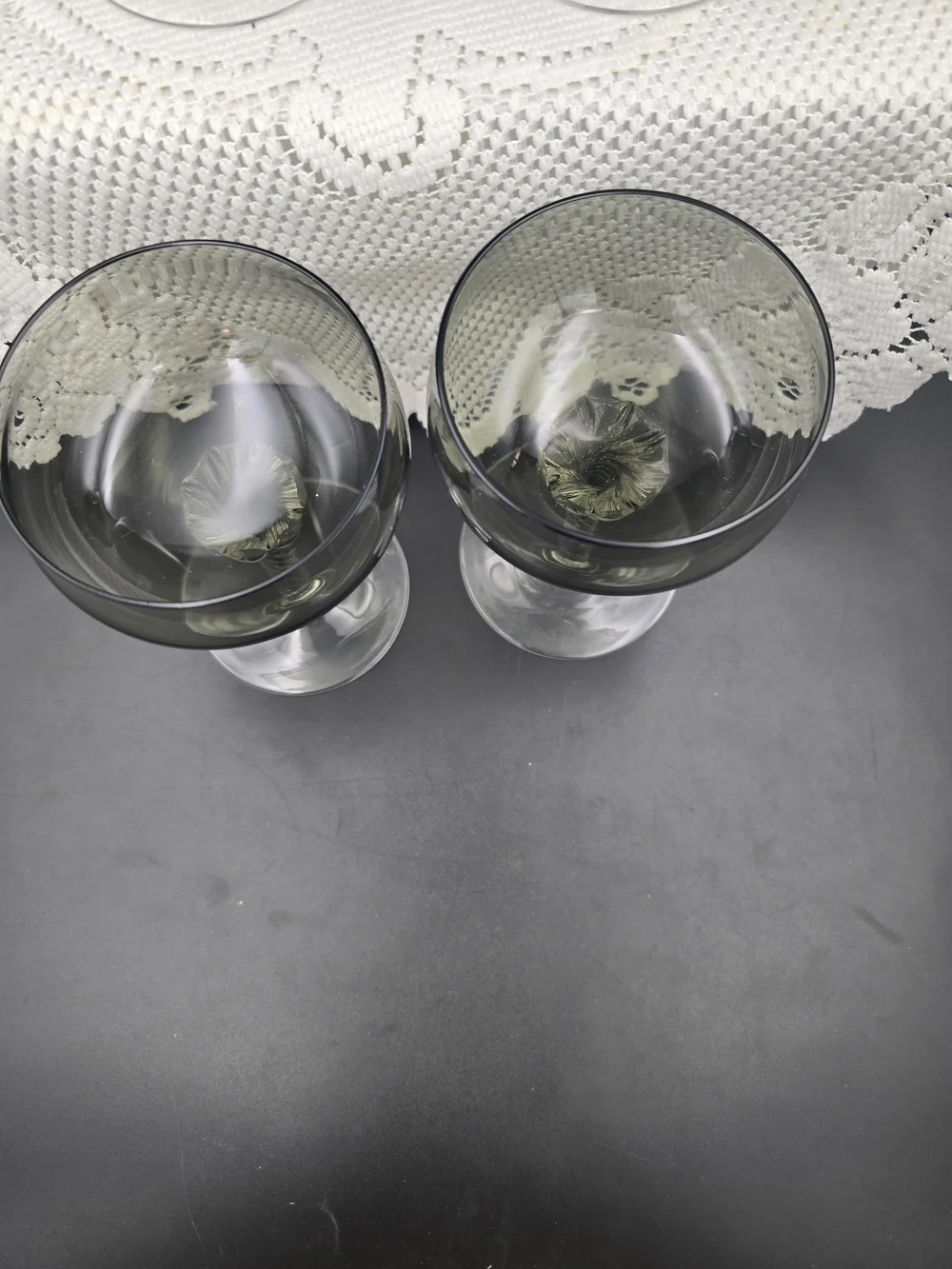 Smoked Grey Coupe Glasses with Twisted Stem - Set of 4